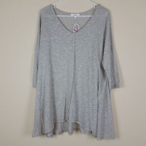 Umgee Gray Tan Reverse Hemline Tunic